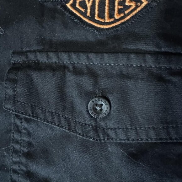 Harley-Davidson Shirt Mens XL Black Short Sleeve Button Up Bar & Shield Work - Picture 3 of 8